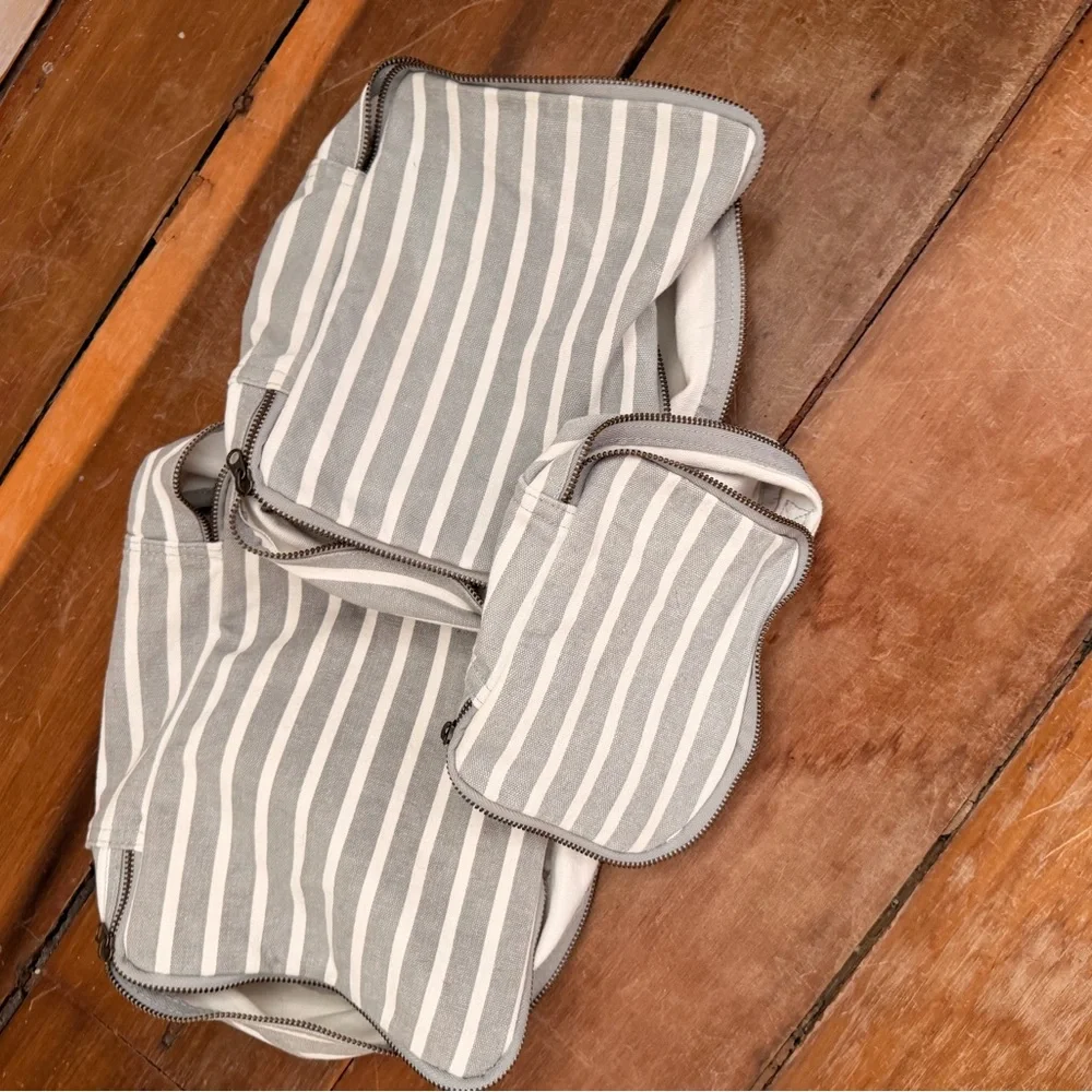 Know Supply Weekend Striped Gray and White Travel Bag Set with travel bags - Picture 2 of 8